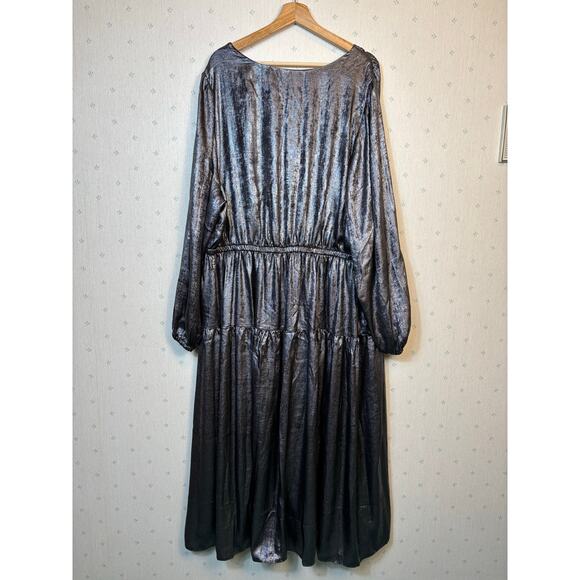 Lane Bryant Shirred Shoulder Maxi Dress Size 26 Satin Formal Evening Gala NWT - Picture 5 of 13